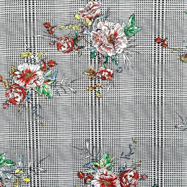 Tissu à carreaux & fleurs - Classique multicolore - Photo n°1