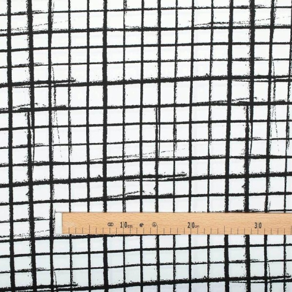 Tissu popeline coton graphic carreaux - Bicolore - Photo n°2