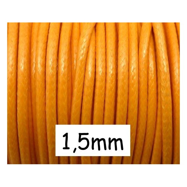 5m Cordon Polyester Enduit 1,5mm Souple Imitation Cuir De Couleur Orange - Photo n°1