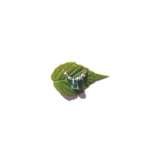 Apatite bleue : MICRO connecteur goutte et rondelles 12 MM de hauteur x 14 MM - Photo n°1