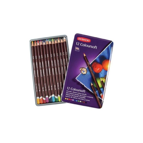 Derwent Boite de 12 crayons de couleur Coloursoft - Photo n°1