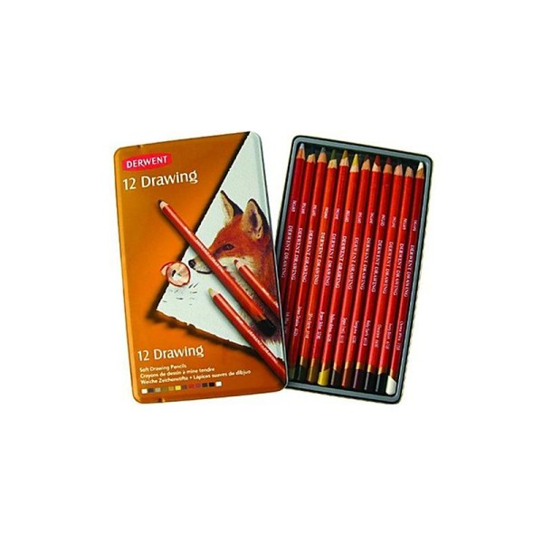 Derwent Crayons à dessin Boîte métal de 12 (Import Royaume Uni) - Photo n°1