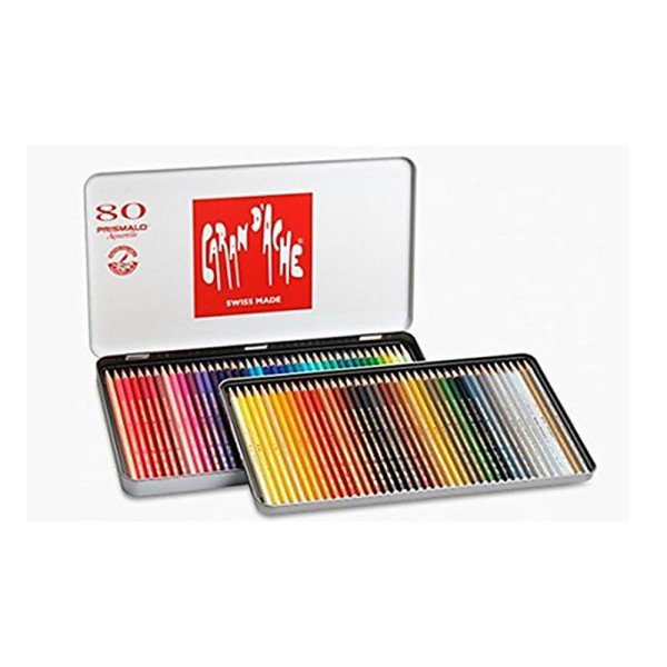 Caran d'Ache Prismalo Aquarelle boîte métal de 80 stylos de couleurs - Photo n°3