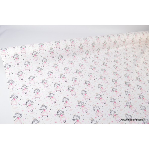 Tissu coton imprimé princesse danseuse rose - Photo n°3