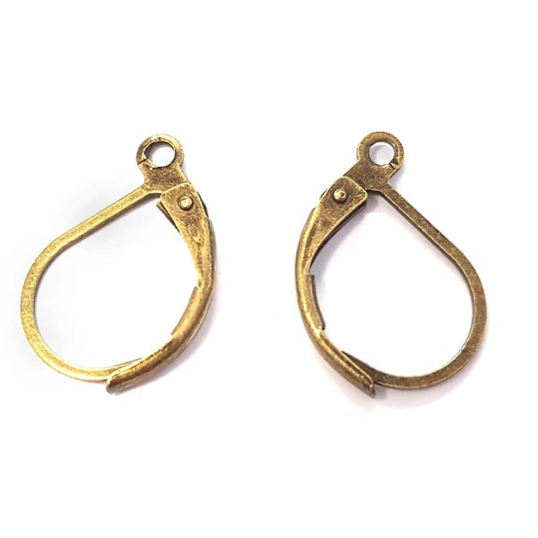 Accessoires création support boucles d'oreilles dormeuses 15 x 10 mm (10 pièces) Bronze - Photo n°2