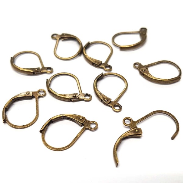 Accessoires création support boucles d'oreilles dormeuses 15 x 10 mm (10 pièces) Bronze - Photo n°1