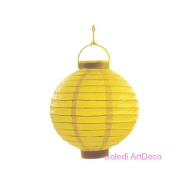 Petit Lampion Boule LED en Papier Jaune, Lanterne diam. 20 cm, avec suspension, pour extérieur - Photo n°1