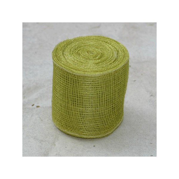Sinamay ou ruban tissé en Abacca vert.  7.5 cm de largeur - Vendu par 3 m - Photo n°1
