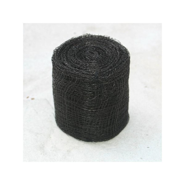 Sinamay ou ruban tissé en Abacca noir.  7.5 cm de largeur - Vendu par 3 m - Photo n°1