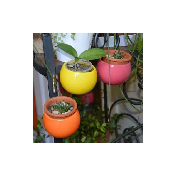 Mini cache-pot aimanté orange.   Diam global env. 8 cm, int env. 6.5 cm - Photo n°4