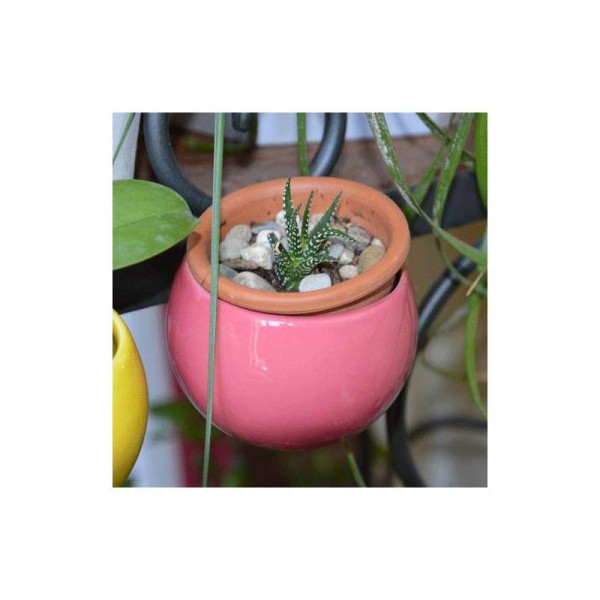 Mini cache-pot aimanté rose ancien.   Diam global env. 8 cm, int env. 6.5 cm - Photo n°3