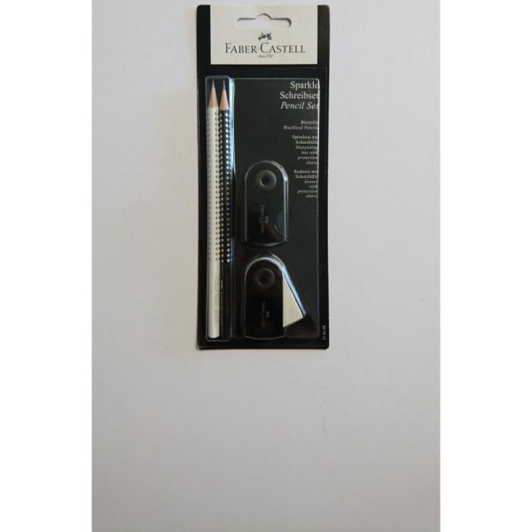 Set de crayon, gomme,taille-crayon faber castel en noir - Photo n°2