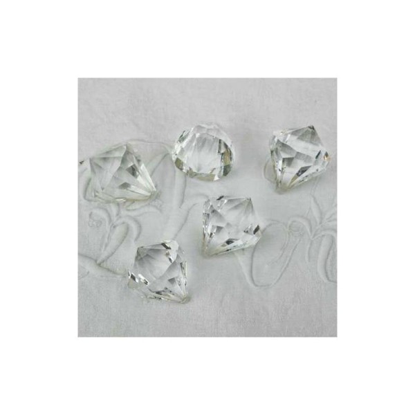 Gros diamants décoratifs transparents.Dimensions : 4 cm par 3 cm. Vendus par 5 - Photo n°1