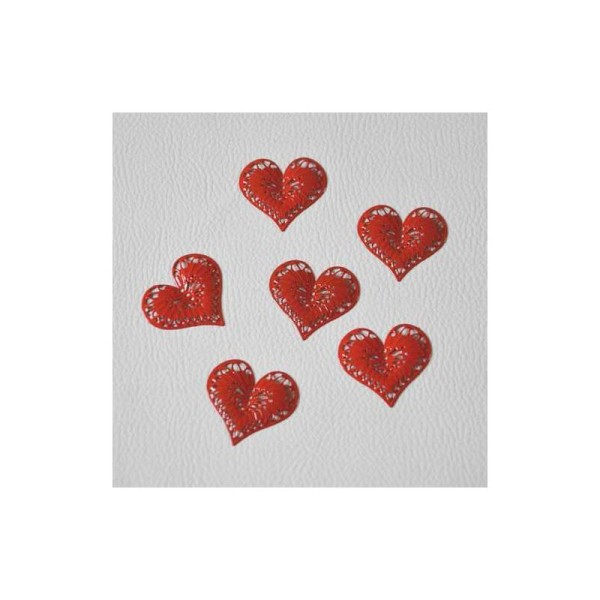 Cœur en métal dentelé rouge - par 6 - Dim : 3.5 cm - Photo n°1