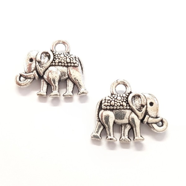 Eléphant gris breloque pendentif création bijoux bracelets colliers x 1 pièce - Photo n°1