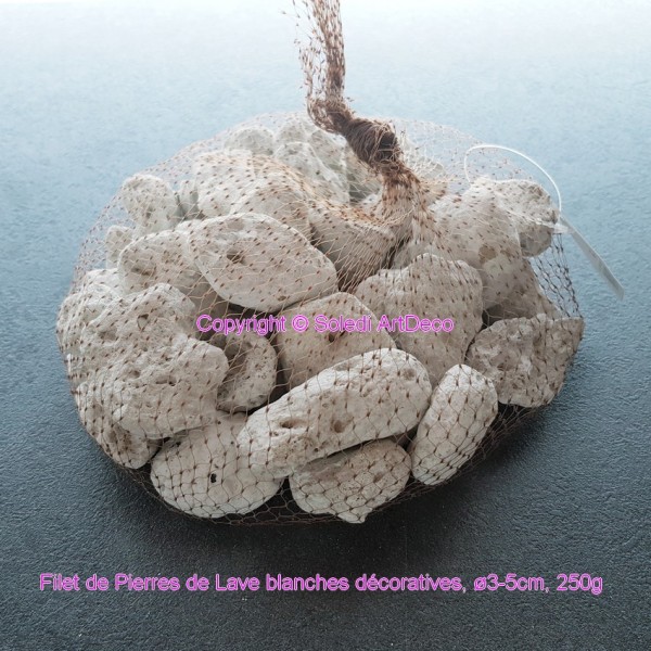 Filet de Pierres de Lave blanches décoratives,  diamètre 3-5 cm, 250g - Photo n°2