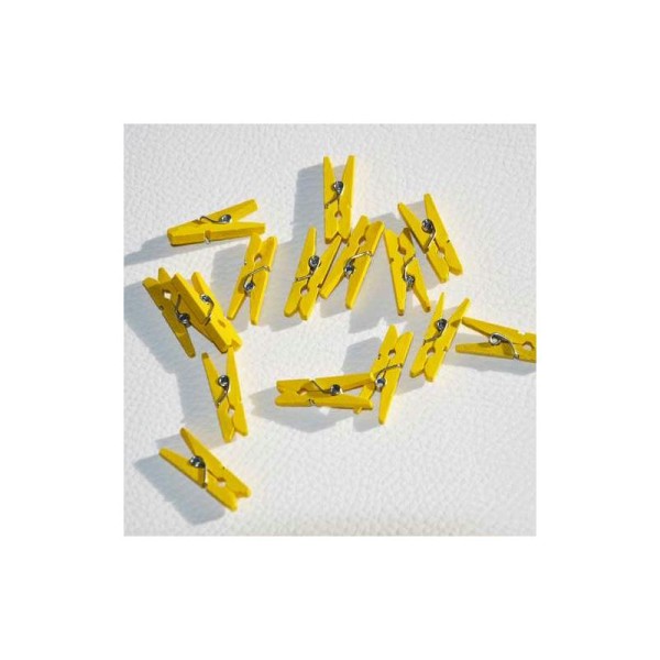 Mini épingles à linge jaunes. dimension 3,5 cm - vendues par 10 - Photo n°1
