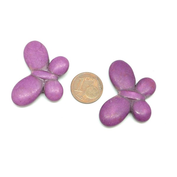 2 Perles Papillon Violet Imitation 