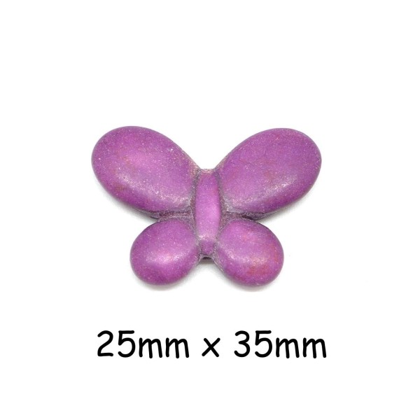 2 Perles Papillon Violet Imitation 