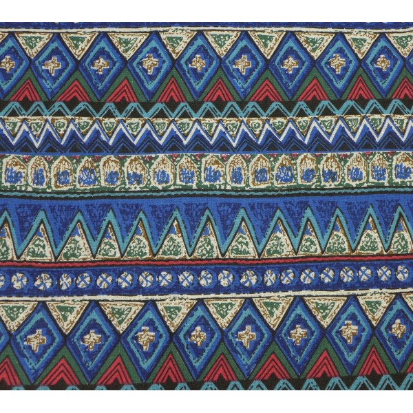 Coupon Tissus Ethnique Aztèque Style Bohème Multicolore 70cm X 95cm Bleu, Rouge, Noir, Beige - Photo n°2