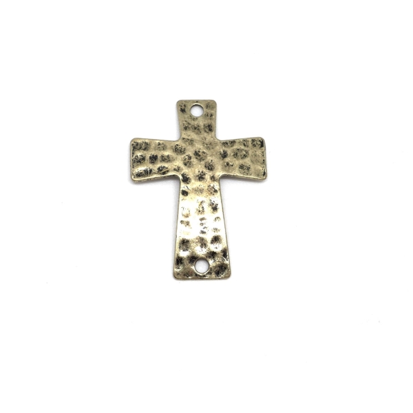 2 Perle De Jonction, Connecteur Croix En Métal De Couleur Bronze Martelé - Photo n°2