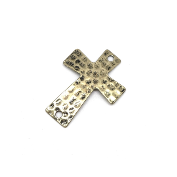 2 Perle De Jonction, Connecteur Croix En Métal De Couleur Bronze Martelé - Photo n°4