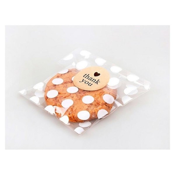 Sachets transparents à pois blancs pour bonbons ou biscuits - 13 x 21 cm - 25 pcs - Photo n°3