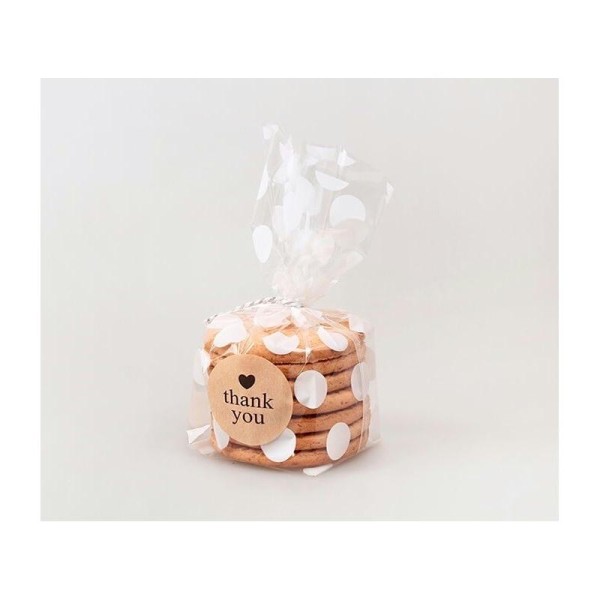 Sachets transparents à pois blancs pour bonbons ou biscuits - 13 x 21 cm - 25 pcs - Photo n°1