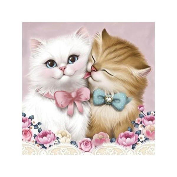 Broderie Diamant Kit - Chat et chat - 25 x 25 cm - Photo n°1