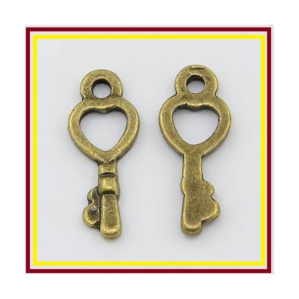 LOT 10 breloques clés - pendentif clef EN METAL BRONZE - Photo n°1