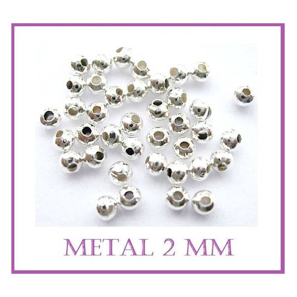 LOT de 1000 Perles 2 mm en métal Argenté rondes - Photo n°1