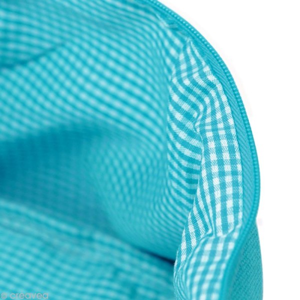Trousse à soufflet en tissu 17,5 cm Turquoise - Photo n°2