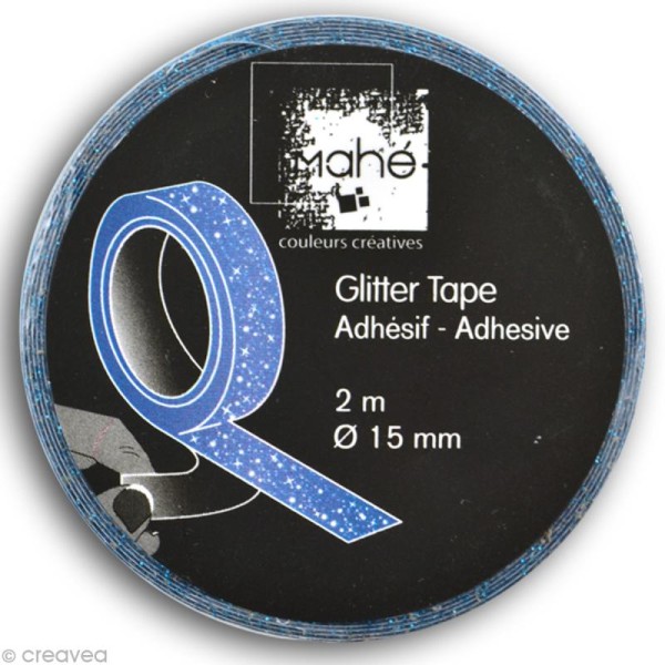 Glitter tape Mahé - Bleu électrique x 2 m - Photo n°2