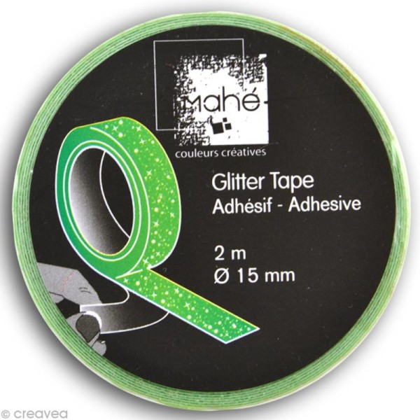 Glitter tape Mahé - Vert fluo x 2 m - Photo n°2