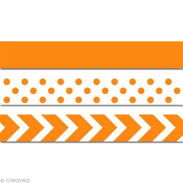 Masking tape Mahé - Orange fluo - 3 rouleaux de 15 mm x 5 m - Photo n°1