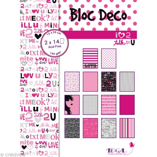 Papier scrap P'tit Bloc Black & pink 15 x 20 cm - 28 feuilles - Photo n°1