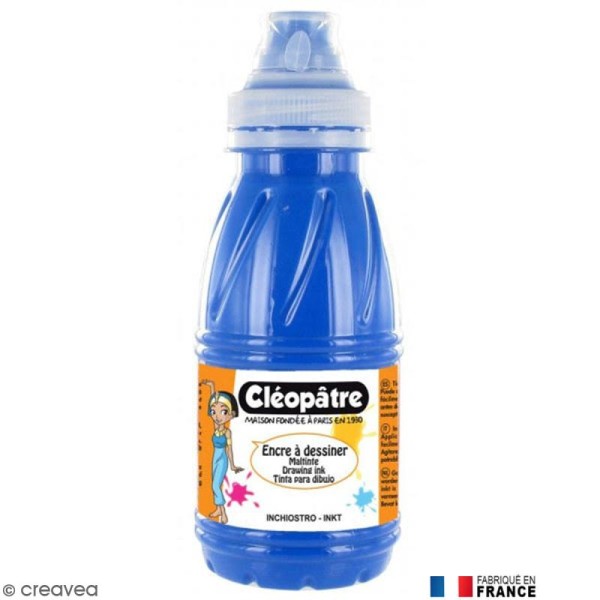 Encre à dessiner Cléopâtre - Bleu primaire (cyan) 250 ml - Photo n°1