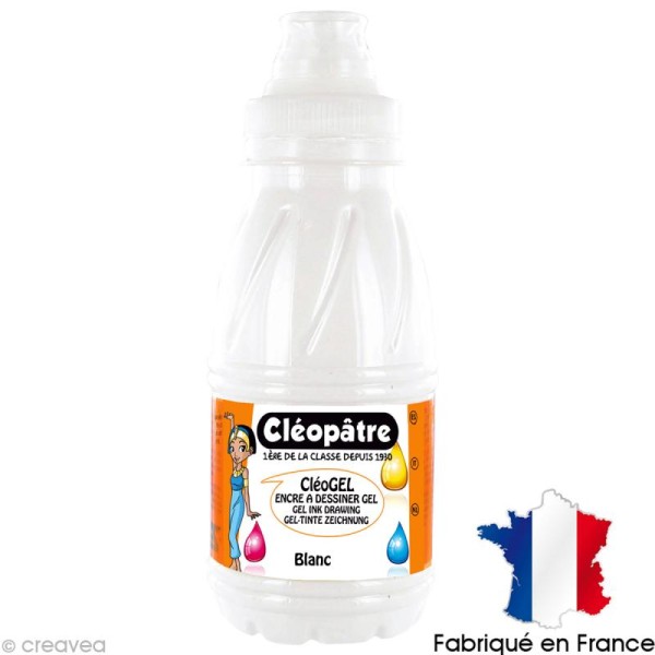 Encre gel à dessiner Cléopâtre - Blanc 250 ml - Photo n°1