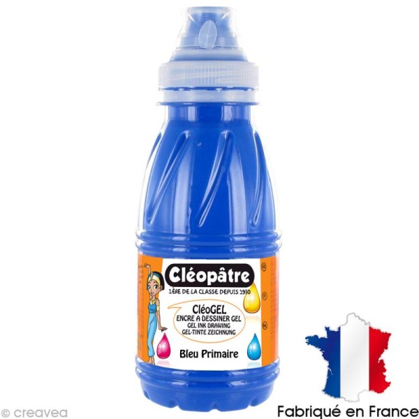 Encre gel à dessiner Cléopâtre - Bleu primaire (cyan) 250 ml - Photo n°1