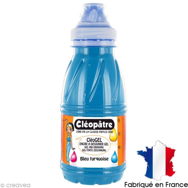 Encre gel à dessiner Cléopâtre - Bleu turquoise 250 ml - Photo n°1