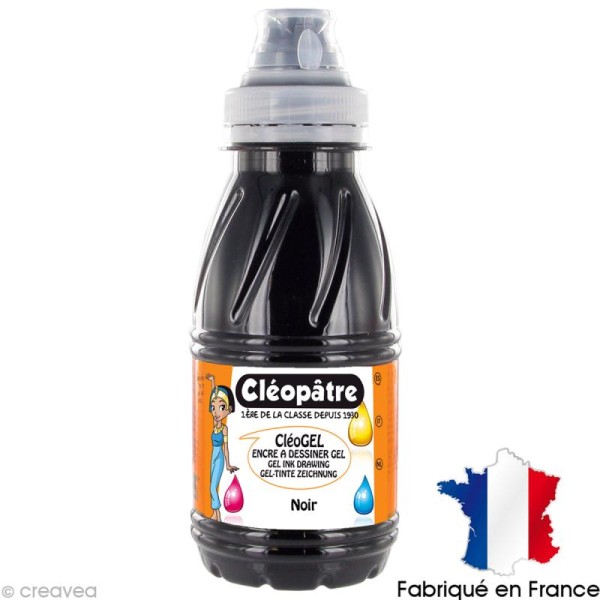 Encre gel à dessiner Cléopâtre - Noir 250 ml - Photo n°1
