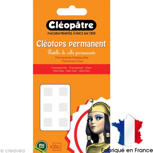 Pastille adhésive transparente Cléotops permanent - 80 pastilles de 8 mm - Photo n°1