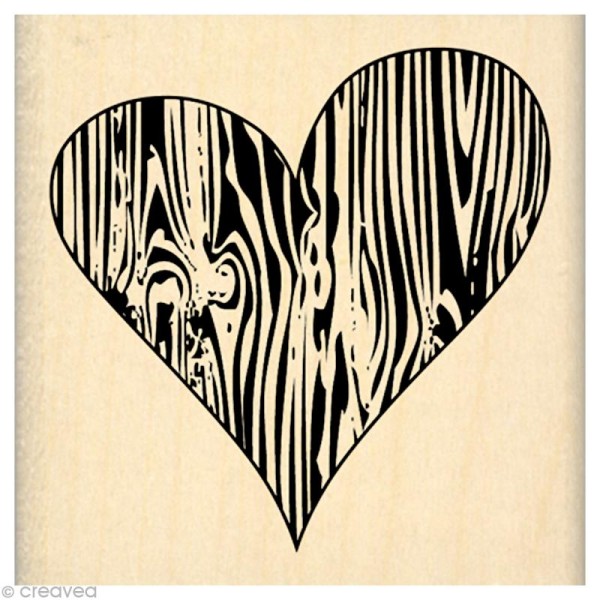 Tampon Gourmande - Coeur de bois 6 x 6 cm - Photo n°1
