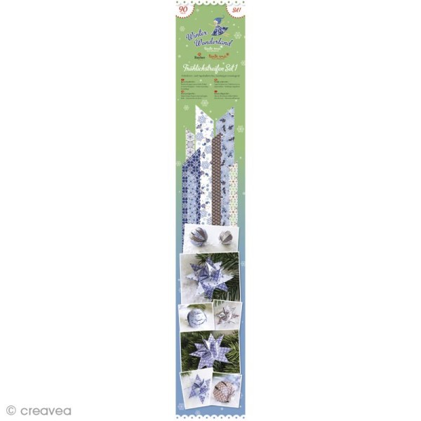Bande de papier décoratif Winter wonderland - Bleu / blanc x 90 - Photo n°1