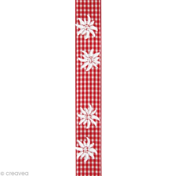 Ruban vichy Noël rouge Edelweiss 2,3 mm - Au mètre (sur mesure) - Photo n°2