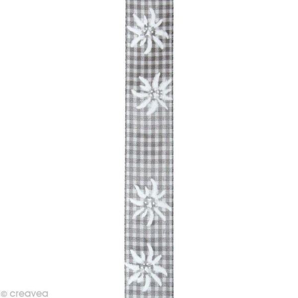 Ruban vichy Noël gris clair Edelweiss 2,3 mm - Au mètre (sur mesure) - Photo n°2