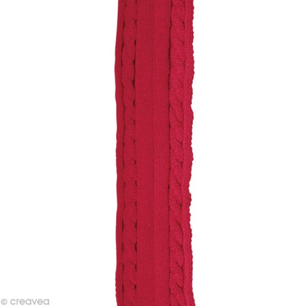Ruban tricoté Emily Rouge vin - 4 cm x 2 m - Photo n°2