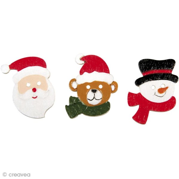 Miniature en bois - Christmas feeling - Trio d'hiver rouge 2,2 cm x 12 - Photo n°1