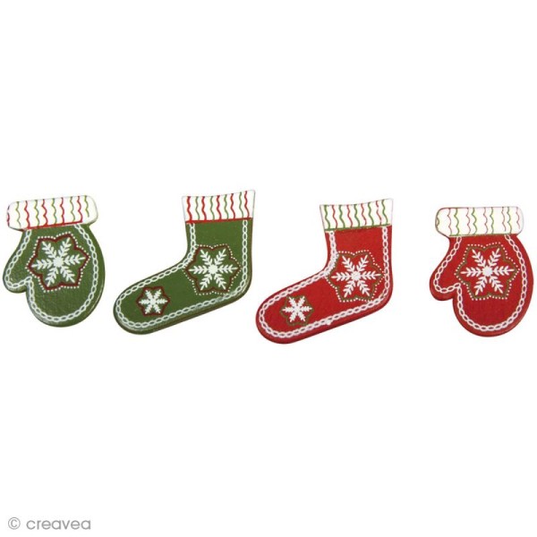 Miniature en bois - Christmas feeling - Mini Gant et chaussette x 16 - Photo n°1