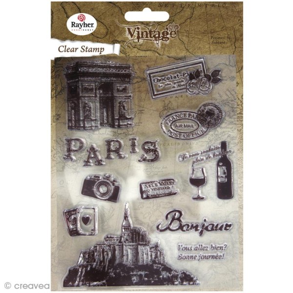 Tampon transparent Rayher - Vintage Paris x 11 - Photo n°1